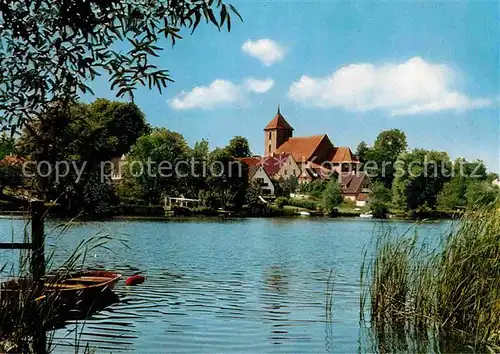 Preetz Holstein Uferpartie am See Blick zur Kirche Kat. Preetz