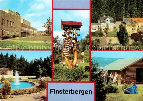 Finsterbergen FDGB Erholungsheim Wilhelm Pieck Wegweiser VdN Kurheim Naturpark Huellrod Blockhuette Hainfelsen Kat. Finsterbergen Thueringer Wald