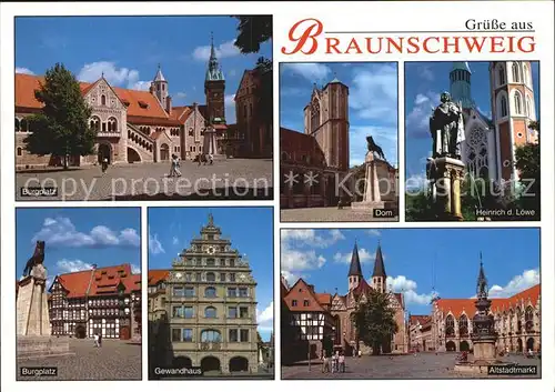 Braunschweig Burgplatz Dom Heinrich der Loewe Gewandhaus Altstadtmarkt Kat. Braunschweig