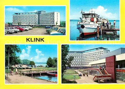 Klink Waren FDGB Erholungsheim Herbert Warnke MS Fontane am Mueritzhafen Erholungsheim Schloss Klink Strand Kat. Klink Waren