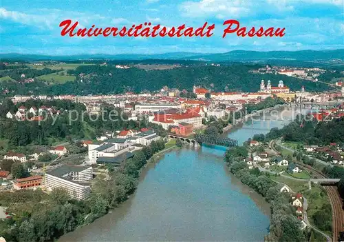 Passau Dreifluessestadt Fliegeraufnahme Universitaetsbauten am Inn Kat. Passau