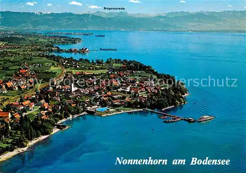 Nonnenhorn Bodensee mit Wasserburg Lindau Bregenzerwald Fliegeraufnahme