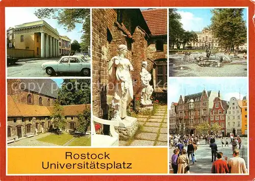 Rostock Mecklenburg Vorpommern Neue Wache Torsi mittelalterlicher Gewandfiguren Brunnen der Lebensfreude Kloster Innenhof Universitaetsplatz Kat. Rostock