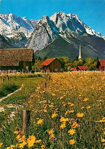 Garmisch Partenkirchen mit Wettersteingebirge und Zugspitze Kat. Garmisch Partenkirchen