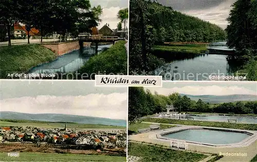 Rhueden Grosse Bruecke Schloerbachteiche Badeanstalt Panorama Kat. Seesen