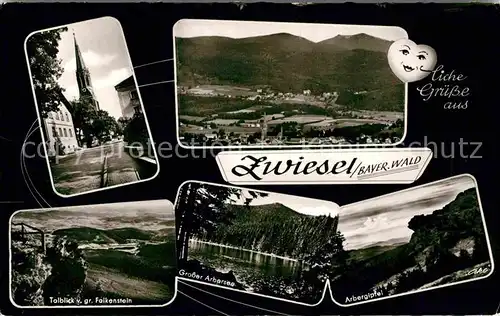 Zwiesel Niederbayern Kirche Panorama Talblick vom Gr Falkenstein Gr Arbersee Arbergipfel Kat. Zwiesel