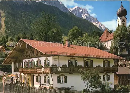 Grainau Ortspartie mit Zugspitze Kat. Grainau