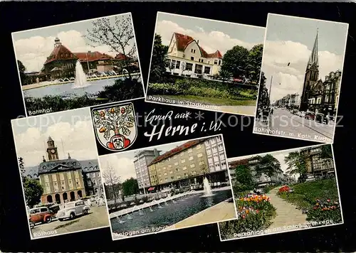 Herne Westfalen Bahnhof Parkhaus Stadtgarten Katholische Kirche Rathaus Schloss Kat. Herne