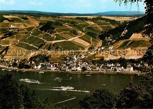 Assmannshausen Rhein Schiff Panorama Kat. Ruedesheim am Rhein