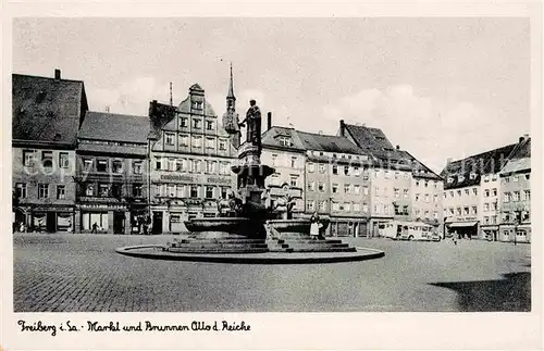 Freiberg Sachsen Markt Brunnen Otto der Reiche Kat. Freiberg