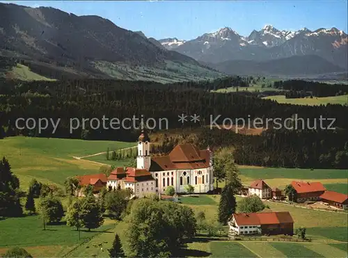 Wies Allgaeu Fliegeraufnahme Wallfahrtskirche Kat. Sulzberg