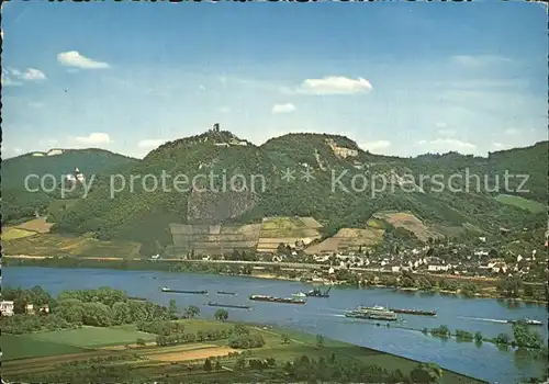 Petersberg Koenigswinter Blick ueber den Rhein Drachenfels Rhoendorf Kat. Koenigswinter