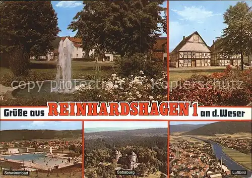 Reinhardshagen Springbrunnen Schwimmbad Sababurch Luftbild Weserbergland Kat. Reinhardshagen