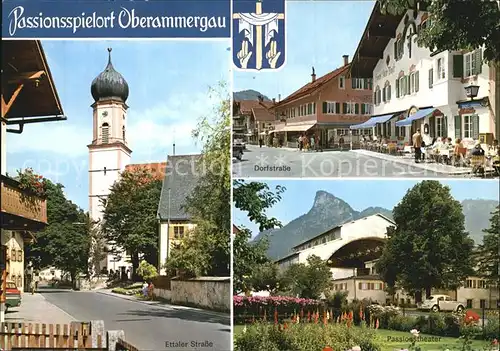 Oberammergau Ettaler Strasse Kirche Passionstheater Dorfstrasse Kat. Oberammergau