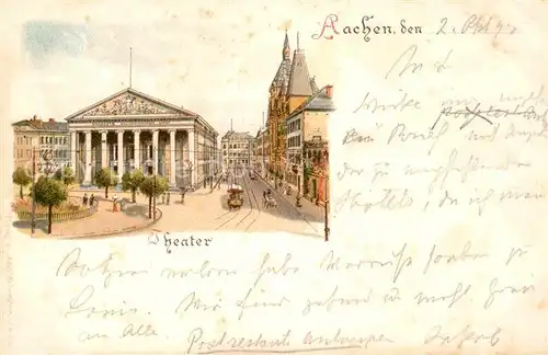 Aachen Theater Lithografie  Kat. Aachen