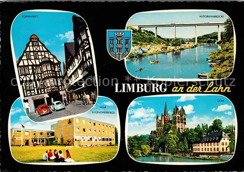 Limburg Lahn Kornmarkt Autobahnbruecke Dom Jugendherberge Kat. Limburg a.d. Lahn