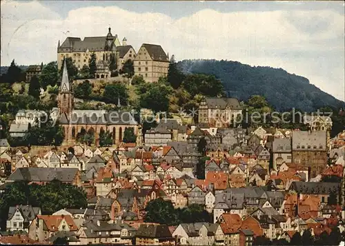 Marburg Lahn Blick zum Schloss  Kat. Marburg