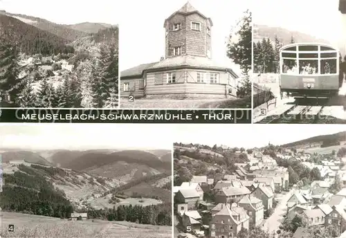 Meuselbach Schwarzmuehle Panorama Aussichtsturm Gaststaette Meuselbacher Kuppe Lichtenhain Kat. Meuselbach Schwarzmuehle