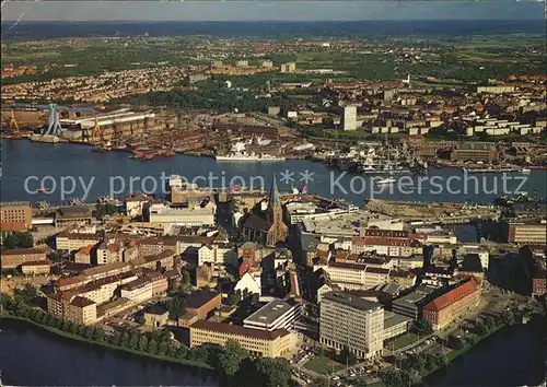 Kiel Fliegeraufnahme Centrum mit Werften und Ostufer Kat. Kiel