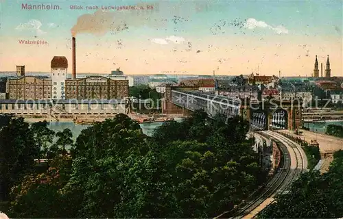 Mannheim Ludwigshafen Walzmuehle Bahnbruecke Kat. Mannheim