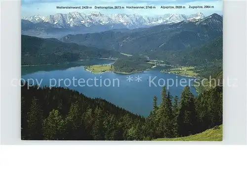 Walchensee Panorama Wettersteinwand Dreitorspitze Alpspitze Kat. Kochel a.See