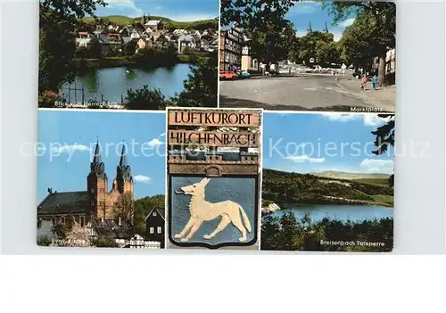 Hilchenbach Siegerland Evangelische Kirche Breitenbach Talsperre Marktplatz Blick vom Herrenberg Kat. Hilchenbach