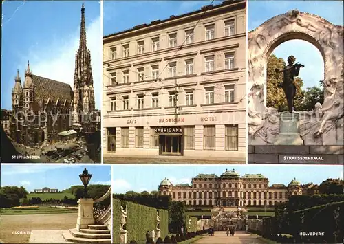 Wien Hotel Hadrigan Spephansdom Straussendenkmal Belvedere Park und Schloss Kat. Wien