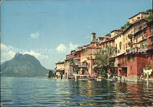 Gandria Lago di Lugano Blick zum San Salvador Kat. Gandria