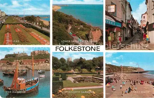 Folkestone The Leas Lower Sand Gate Road High Street The Harbour Kingsnorth Garden East Beach Kat. Shepway