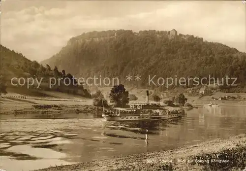 Dampfer Seitenrad Saechsische Schweiz Festung Koenigstein  Kat. Schiffe