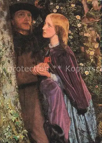 Kuenstlerkarte Arthur Hughes The Long Engagement  Kat. Kuenstlerkarte