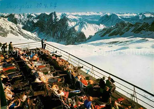 Garmisch Partenkirchen Hotel Schneefernerhaus Terrasse Bayerische Zugspitzbahn Fernsicht Alpenpanorama Kat. Garmisch Partenkirchen