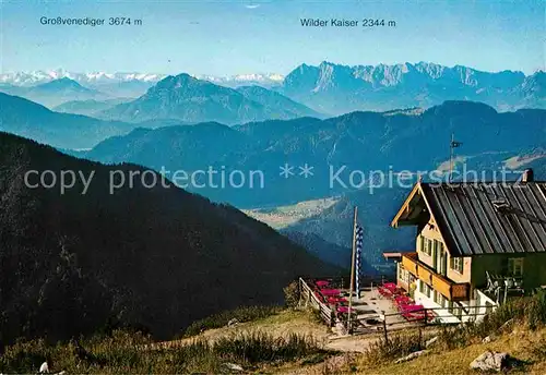 Hochgernhaus mit Blick zum Grossvenediger und Wilder Kaiser Kat. Marquartstein