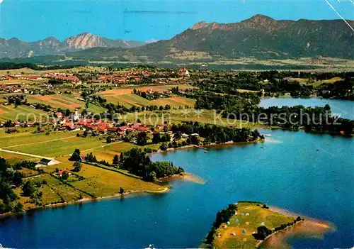 Seehausen Staffelsee Camp Insel Buchau Murnau Jochberg Herzogstand Heimgarten Fliegeraufnahme Kat. Seehausen a.Staffelsee