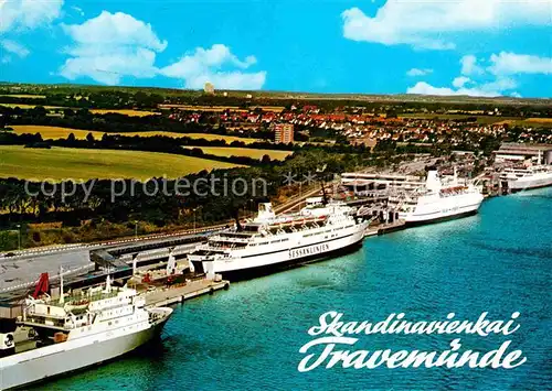 Travemuende Ostseebad Skandinavienkai Fliegeraufnahme Dampfer  Kat. Luebeck