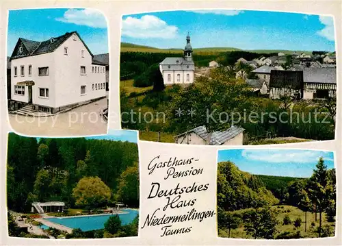 Niedermeilingen Gasthaus Pension Deutsches Haus Schwimmbad Kirche Kat. Heidenrod