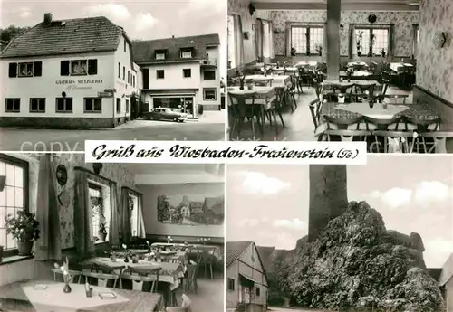 Frauenstein Wiesbaden Gasthaus Zur Rose Gastube Burg  Kat. Wiesbaden