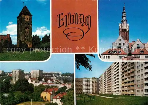 Elblag Stadttor Turm Kirche Hochhaeuser Kat. Elblag