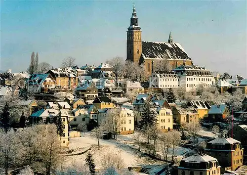 Schneeberg Erzgebirge Teilansicht mit Kirche Kat. Schneeberg