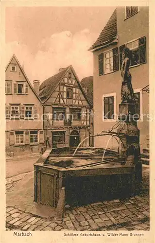 Marbach Neckar Schiller Geburtshaus Wilder Mann Brunnen Kat. Marbach am Neckar