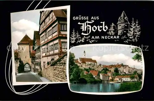 Horb Neckar Panorama Stadttor Kat. Horb am Neckar