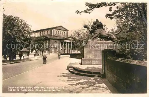 Darmstadt Denkmal des Leibgarde Regiments mit Landestheater Kat. Darmstadt