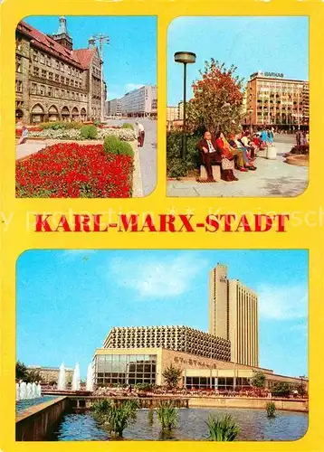 Karl Marx Stadt Rathaus Strasse der Nationen Stadthalle Interhotel Kongress Kat. Chemnitz