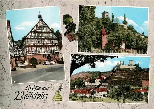 Beilstein Wuerttemberg Rathaus Magdalenenkirche Burg Langhans Ortsansicht Kat. Beilstein