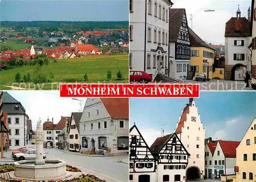 Monheim Schwaben Panorama Brunnen Ortsansicht Kat. Monheim