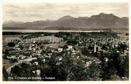 Prien Chiemsee Hochfelln Hochgern Kirche Panorama Kat. Prien a.Chiemsee