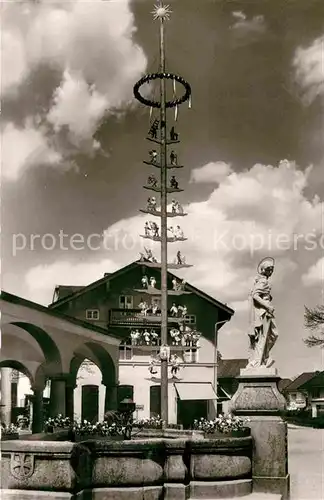 Prien Chiemsee Katharinabrunnen Maibaum Kat. Prien a.Chiemsee