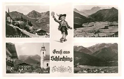 Schleching Kirche Panorama  Kat. Schleching