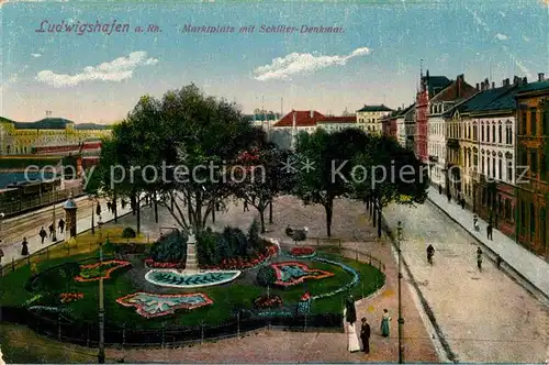 Ludwigshafen Rhein Marktplatz Schillerdenkmal Kat. Ludwigshafen am Rhein