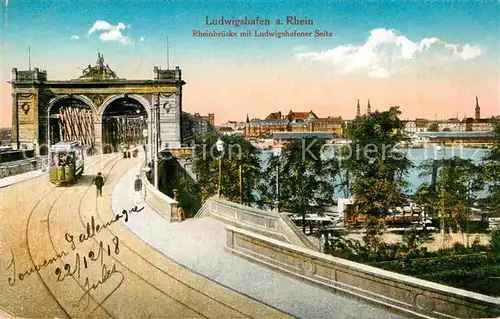 Ludwigshafen Rhein Rheinbruecke Ludwigshafener Seite  Kat. Ludwigshafen am Rhein